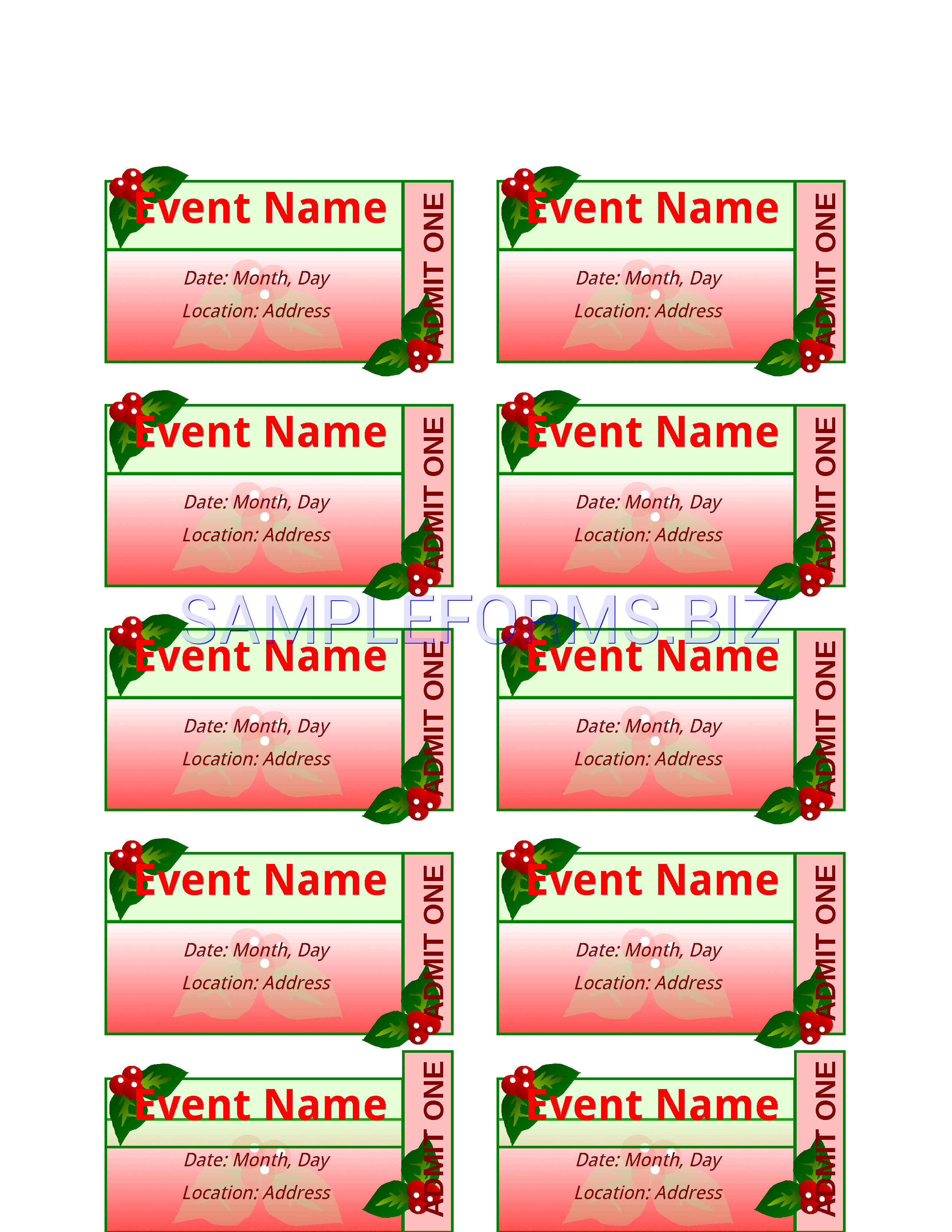 Preview free downloadable Event Ticket Template 1 in PDF (page 1)